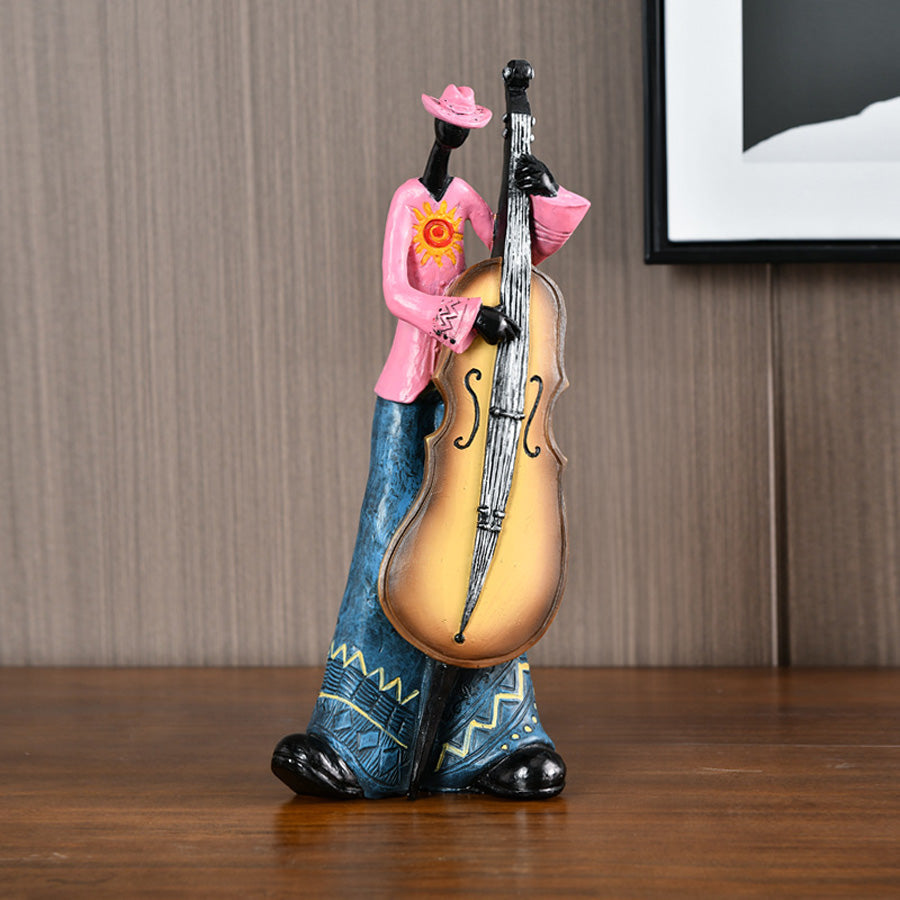 Figurine de musicien jazz en résine, capture l'esprit de la musique, parfaite pour la décoration.