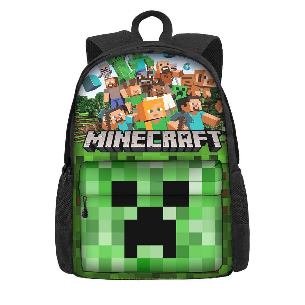 Cartable Minecraft pour enfant, sac à dos inspiré du jeu vidéo. Alex, Steve et Creeper pour l'école.