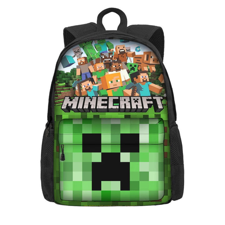 Cartable Minecraft pour enfant, sac à dos inspiré du jeu vidéo. Alex, Steve et Creeper pour l'école.