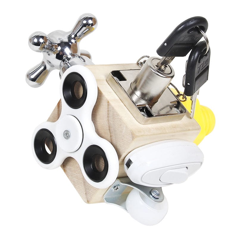 Jouet d'éveil en bois Montessori pour bébé et enfant, avec multiples activités sensorielles et de développement.