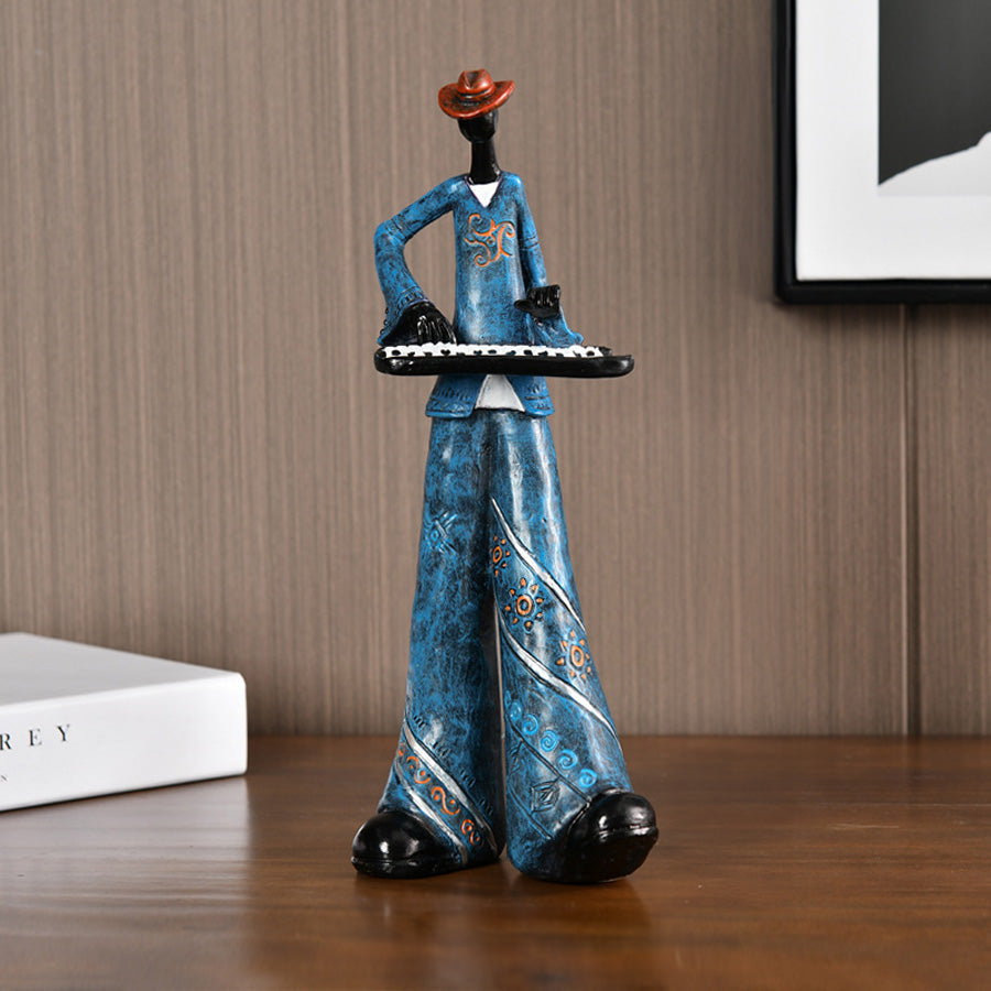 Figurine décorative de jazzman moderne en résine, design stylisé et élégant pour ambiance musicale.