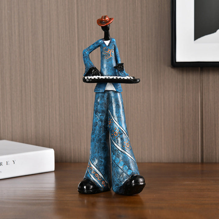 Figurine décorative de jazzman moderne en résine, design stylisé et élégant pour ambiance musicale.
