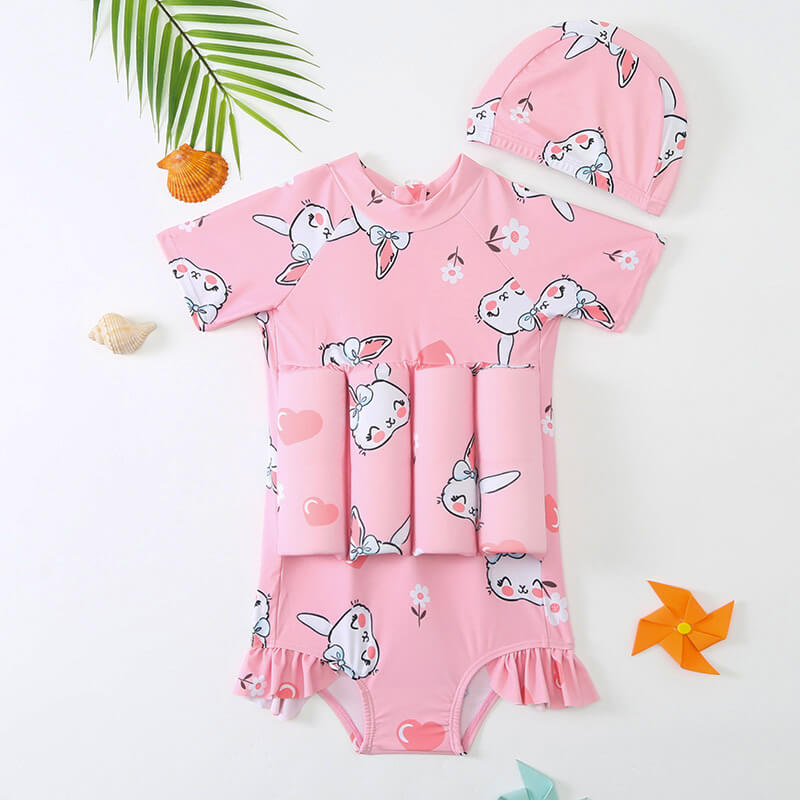 Maillot de bain SafeSwim pour fille, rose, flottant, apprentissage natation et plaisir piscine été.
