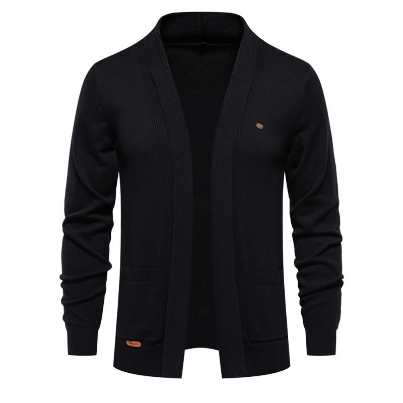 Cardigan homme ouvert d'hiver, chaud et confortable, style polyvalent pour des couches élégantes au quotidien.