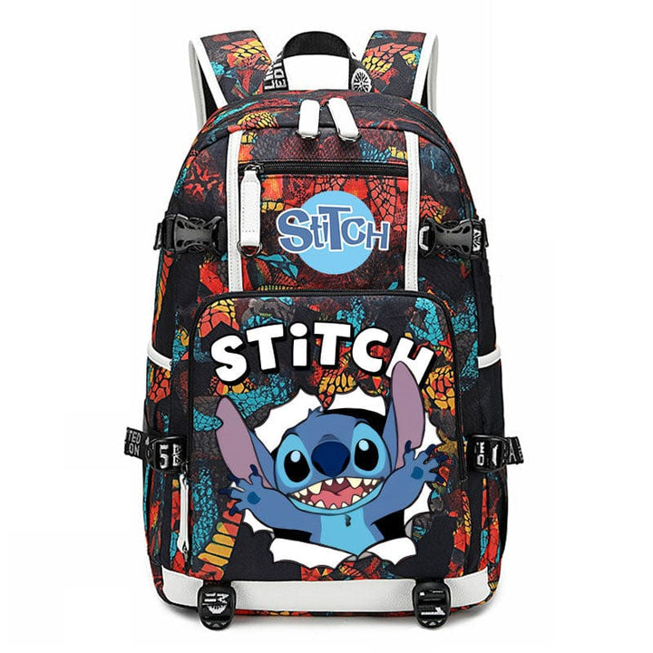 Sac d'école Stitch pour enfant, avec renforts, sécurité et confort.