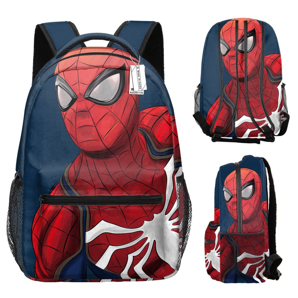 Sac à dos Spiderman rouge et bleu pour l'école, jeune fan de super-héros.