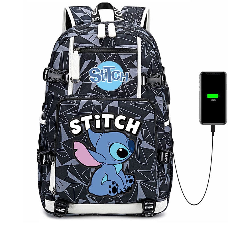 Sac d'écolier Stitch renforcé, style unique pour enfant, résistant à l'usure.