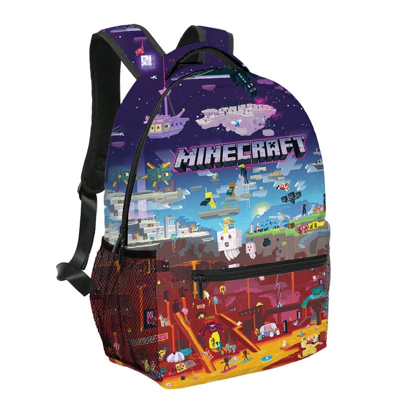 Cartable Minecraft enfant Steve et Alex, idéal pour la rentrée scolaire. Design jeu vidéo pour fans.
