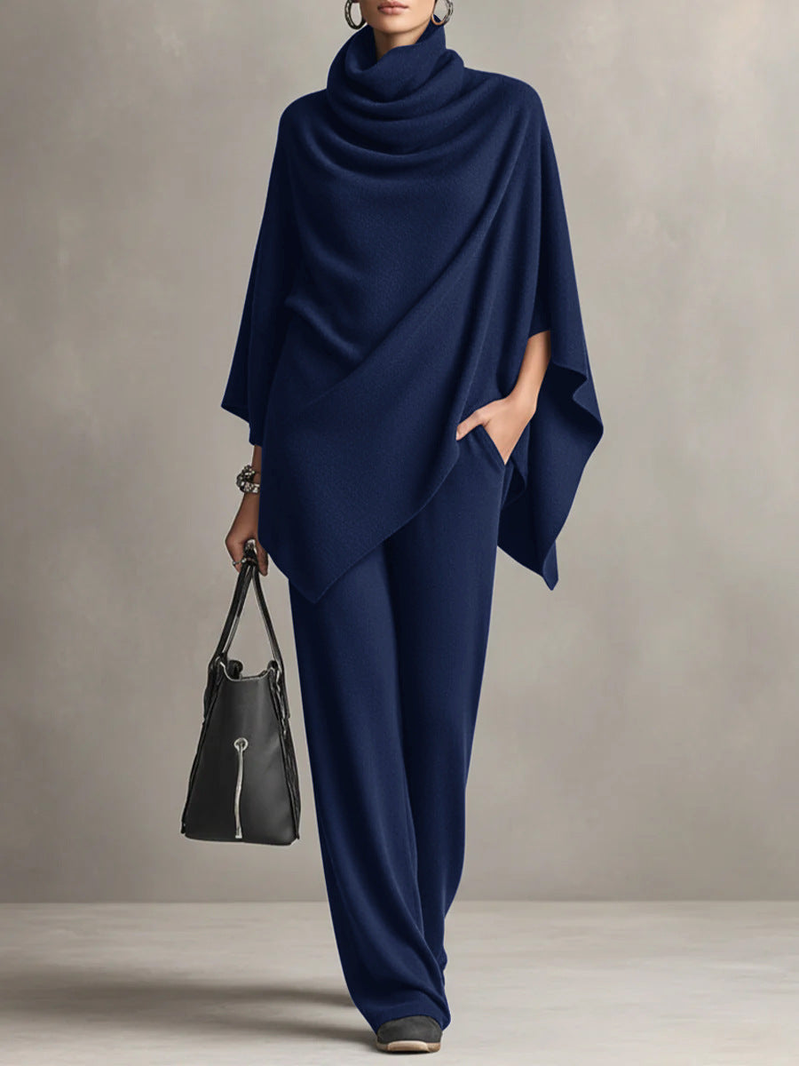 Mode femme: ensemble élégant 2 pièces fluide. Haut drapé et pantalon large, parfait pour différentes occasions.