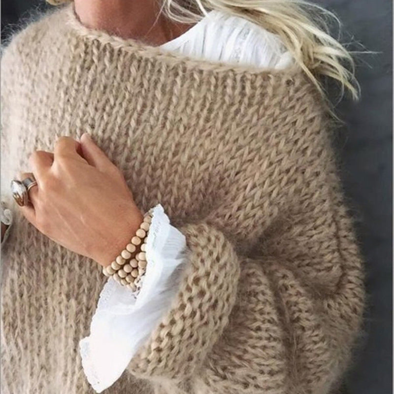 Chandail pull tricot femme confortable, mode féminine décontractée. Parfait pour l'automne et l'hiver. Chaleur garantie.
