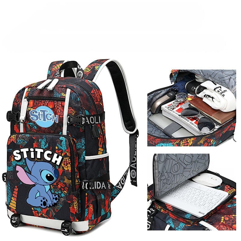 Sac à dos Stitch robuste pour écolier, idéal garçon/fille.