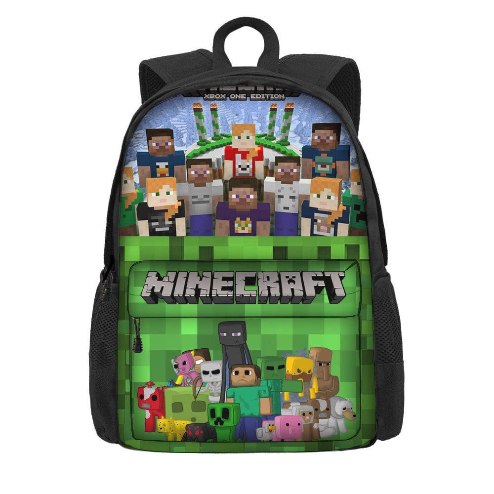 Sac à dos Minecraft pour l'école, motifs pixelisés du célèbre jeu vidéo. Cartable idéal pour les enfants.