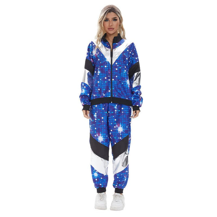 Tenue Années 80 vibrante, style vintage emblématique pour hommes et femmes.