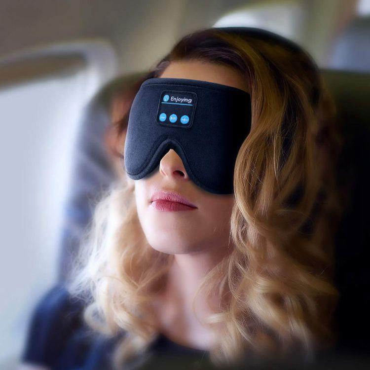 Masque de sommeil Bluetooth unisexe avec écouteurs intégrés, idéal pour la musique, relaxation et bloquer la lumière.