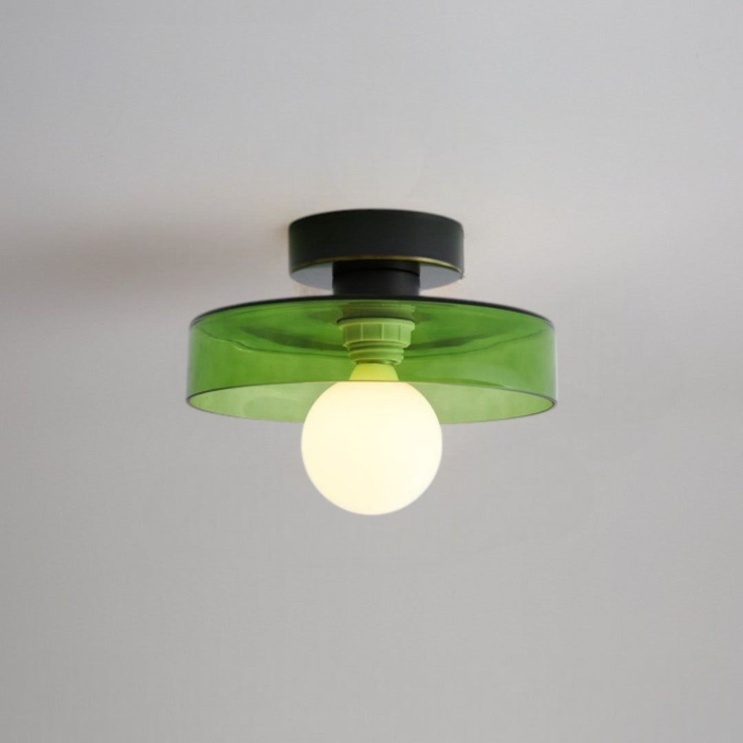 Luminaire LED de plafond rond, style moderne, intensité et température de couleur ajustables.