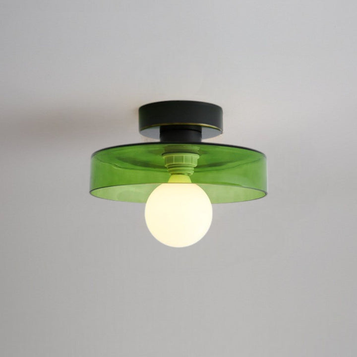 Luminaire LED de plafond rond, style moderne, intensité et température de couleur ajustables.