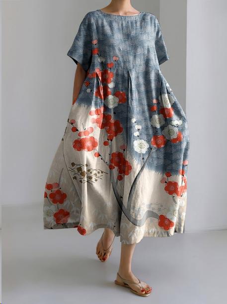 Robe midi fleurie Sareno élégante, idéale pour un look décontracté ou printanier féminin et confortable.