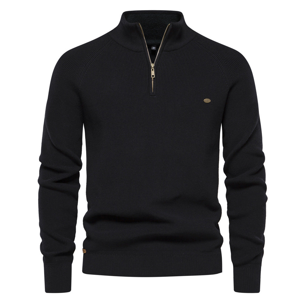 Pull homme demi-zippé ultra-confortable pour l'automne. Vêtement chaud, style décontracté et élégant.