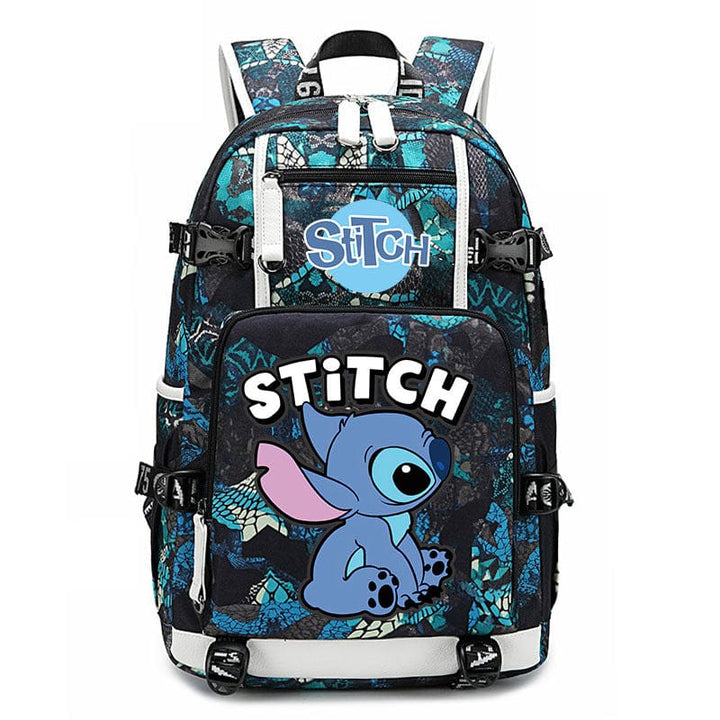Sac à dos Stitch renforcé, parfait pour transporter livres et cahiers facilement.