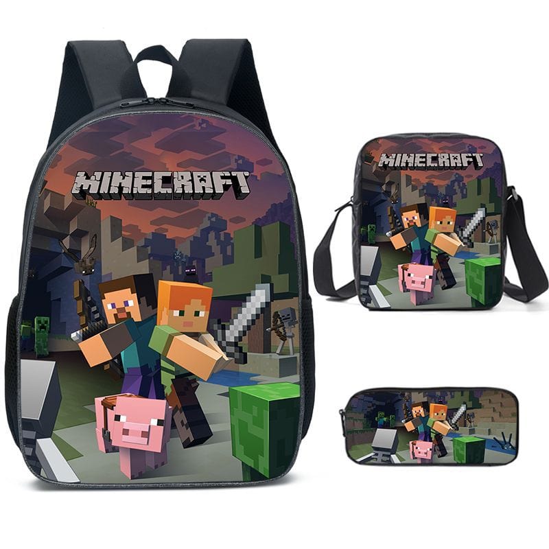 Sac à dos Minecraft design "Aventure", idéal pour la rentrée scolaire. Cartable enfant pour l'école.