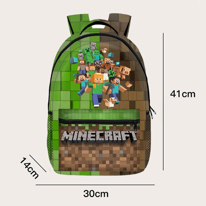 Cartable scolaire Minecraft "Aventure" avec Creeper et Ender Dragon. Le sac à dos idéal pour la rentrée de l'enfant.