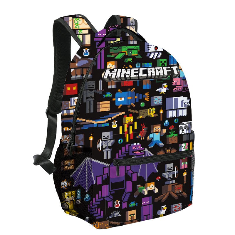 Cartable enfant Minecraft robuste pour la rentrée scolaire. Thème jeu vidéo populaire, avec motifs du monde pixelisé.