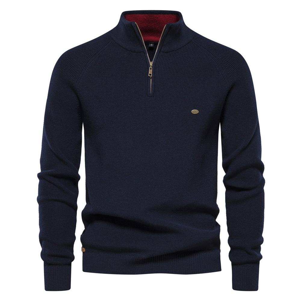 Pull homme demi-zippé chic pour l'automne. Confortable et élégant, parfait pour un look décontracté.
