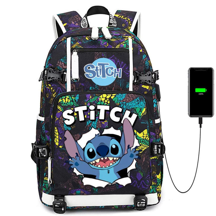 Sac à dos robuste Stitch bleu, idéal pour le CE1, CE2, CM1, CM2.
