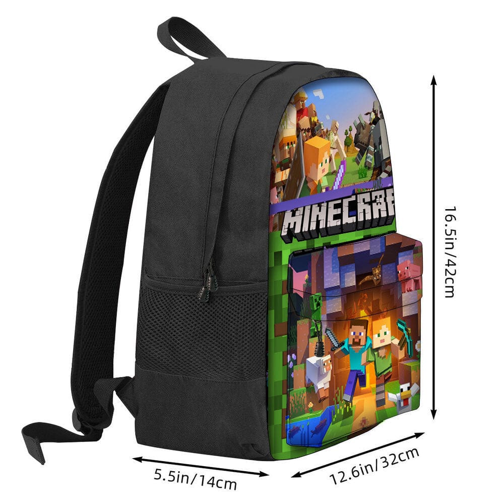 Cartable scolaire Minecraft pour enfant, avec Alex et Steve. Parfait sac à dos jeu vidéo pour l'école.