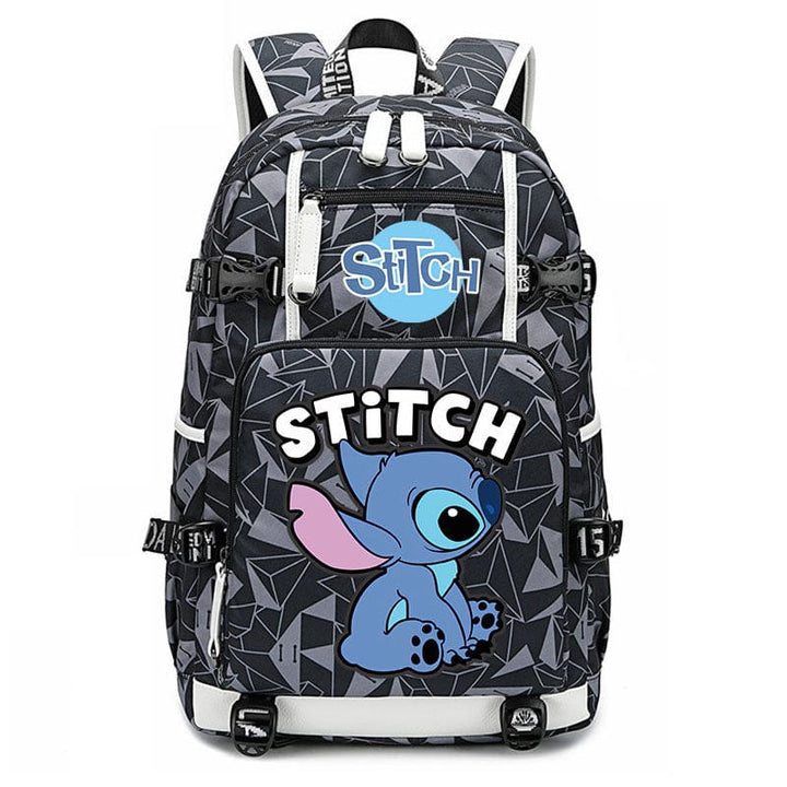 Cartable enfant Stitch avec renforts, parfait pour l'école primaire.