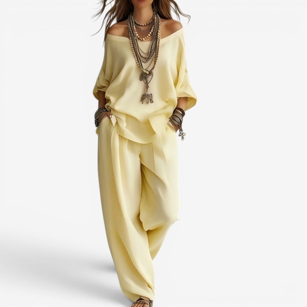Tunique fluide bohème chic à épaules dénudées pour femme. Parfaite pour une tenue décontractée de printemps/été.
