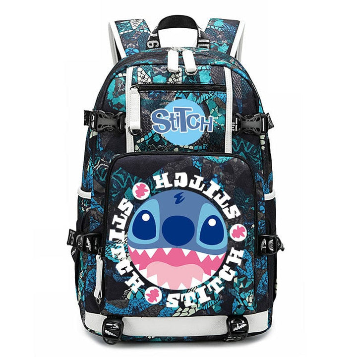Sac à dos Stitch pour enfant, idéal rentrée, avec compartiments pratiques.