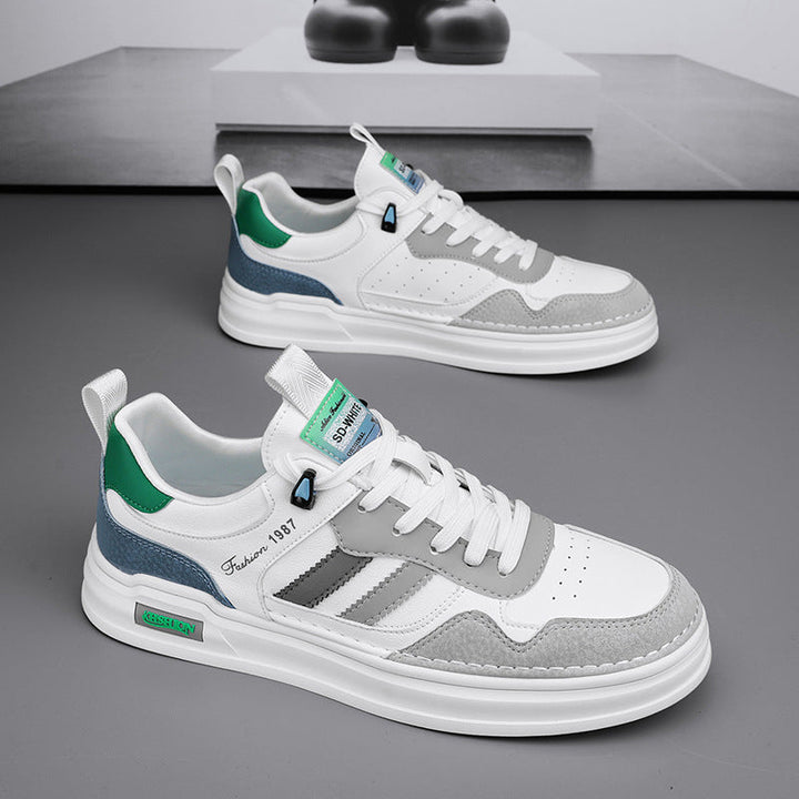 Chaussures de sport urbaines pour hommes, offrant élégance et confort, avec des bandes intemporelles.