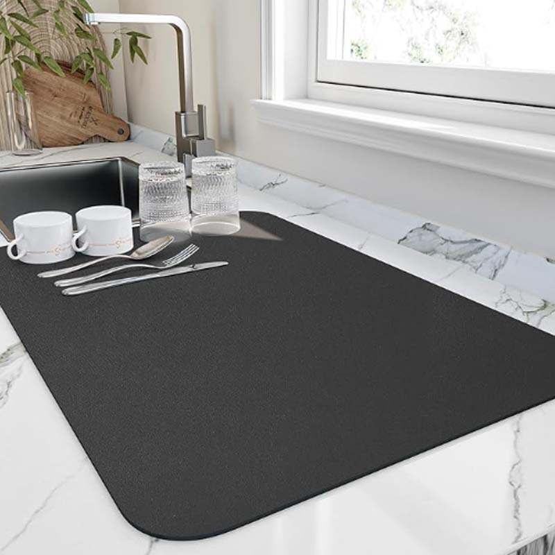 Tapis de cuisine absorbant pour plats et verres, en diatomite, idéal pour un séchage rapide et sans effort.