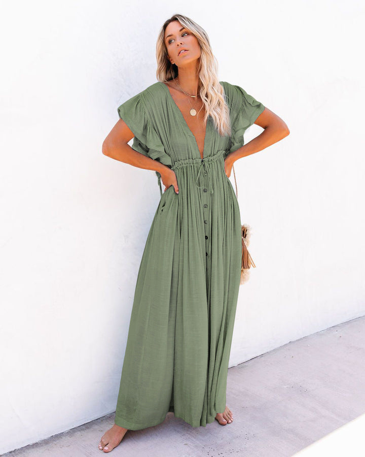 Robe longue fluide pour femmes, confort absolu pour l'été. S'adapte à la plage comme à une tenue élégante.