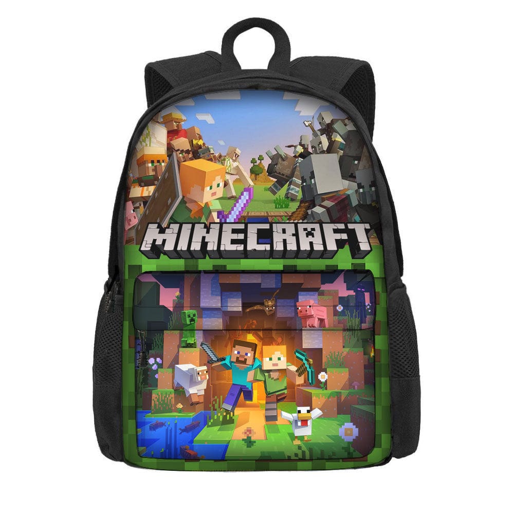Cartable enfant Minecraft aventure: sac scolaire avec motifs du jeu vidéo. Pour école, garçon ou fille.