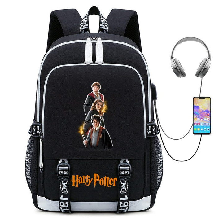 Cartable enfant primaire/collège, thème magie, scènes cultes imprimées, sac scolaire original.