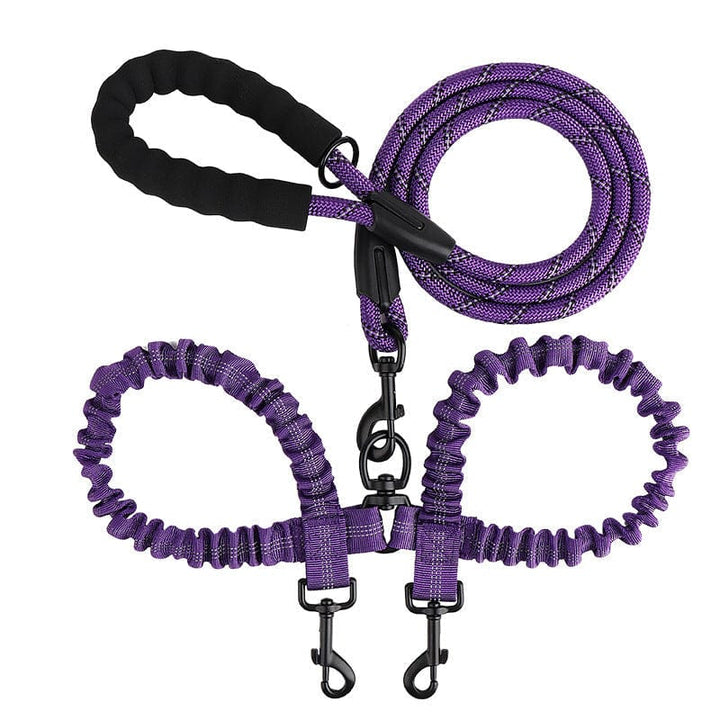Laisse pour chien 2-en-1 en nylon résistant, avec articulation 360° pour une liberté de mouvement.