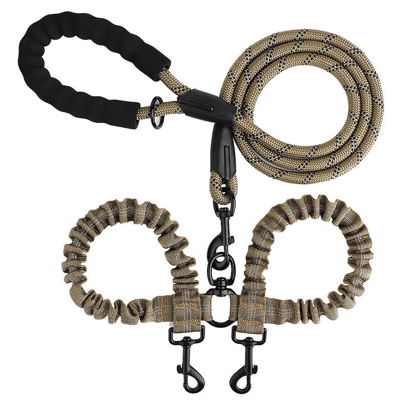 Laisse pour chiens avec système anti-torsion 360°, absorption de choc et nylon durable pour le confort.