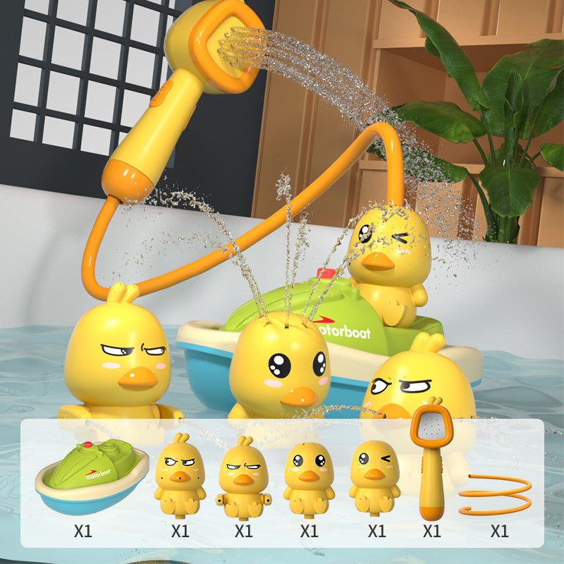 Jouet de bain interactif Bateau Pirate HydroDuck avec fontaine et douchette, parfait pour amuser bébés et enfants.