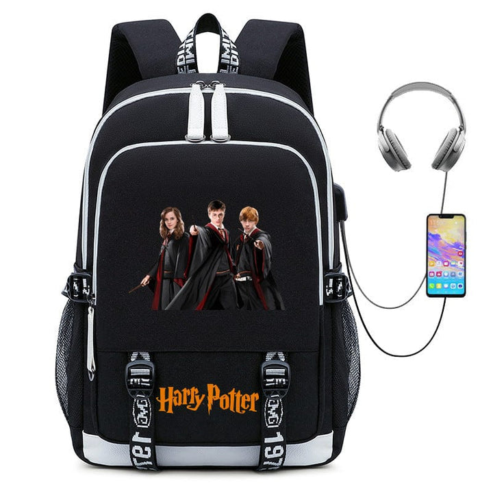 Sac d'école imprimé magie, cartable enfant avec scènes fantastiques, idéal pour le collège.