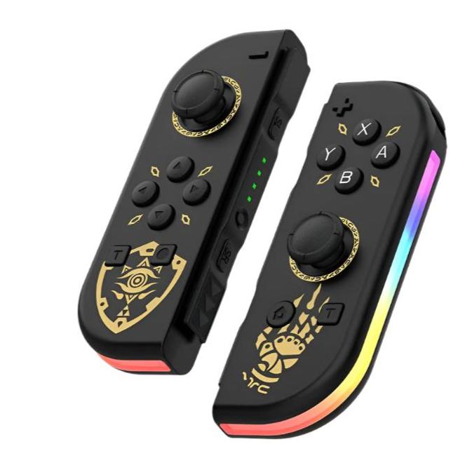 Manette sans fil multicolore avec éclairage LED pour Nintendo Switch, parfaite pour le gaming.