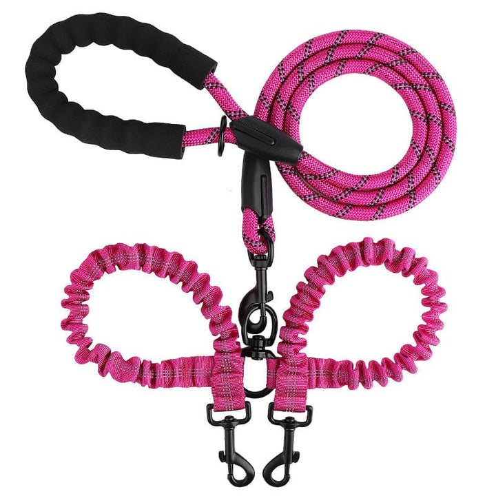 Laisse 2-en-1 pour chien en nylon, facilitant les promenades grâce à sa rotule 360° et anti-choc.