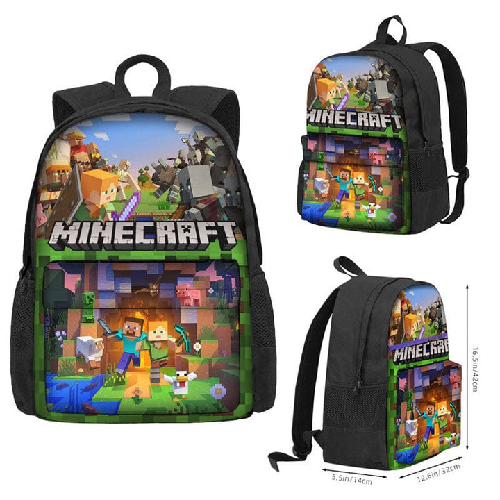 Cartable enfant Minecraft: sac à dos scolaire pour garçon et fille. Design Creeper, Alex Steve. Rentrée réussie.