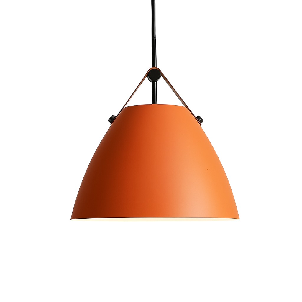 Suspension design scandinave en fer coloré, ajoutant une touche contemporaine à la cuisine ou au salon.