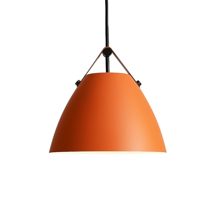 Suspension design scandinave en fer coloré, ajoutant une touche contemporaine à la cuisine ou au salon.