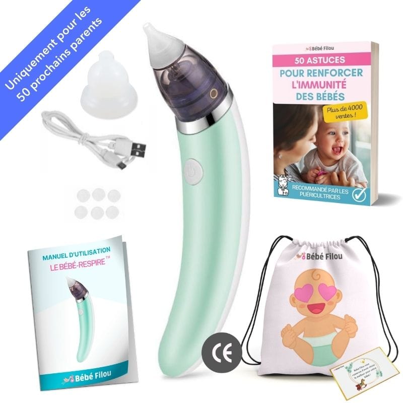 Aspirateur nasal électrique doux et sûr pour bébés, soulage la congestion et aide au sommeil. Hygiène enfant.