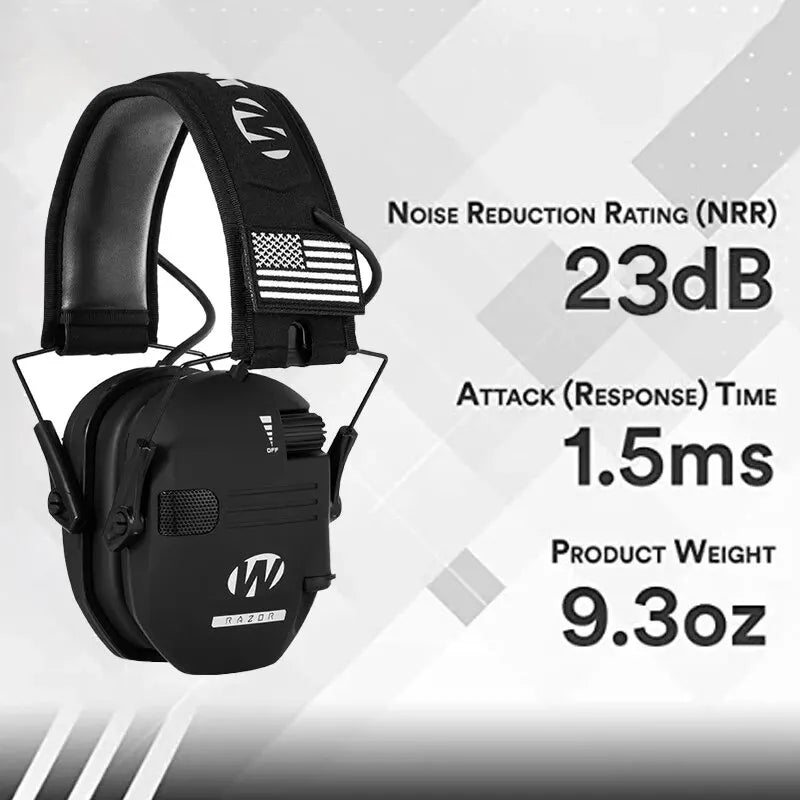 Casque électronique pour tir sportif et chasse, amplification sonore active et réduction du bruit impulsionnel.