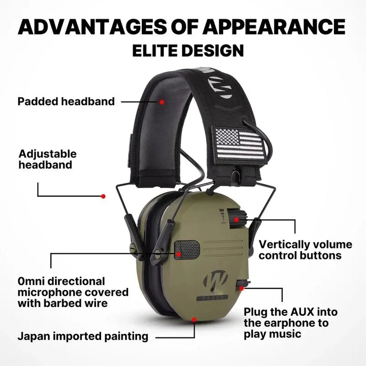 Casque antibruit de tir ultra confortable, design ergonomique avec coussinets moelleux pour port prolongé.