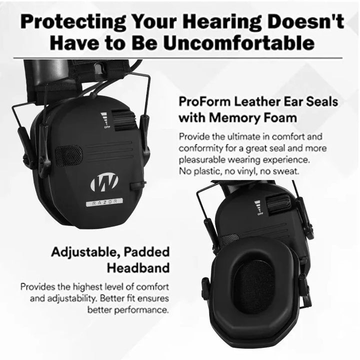 Casque antibruit électronique de chasse, préserve l'ouïe et amplifie les sons faibles de l'environnement.